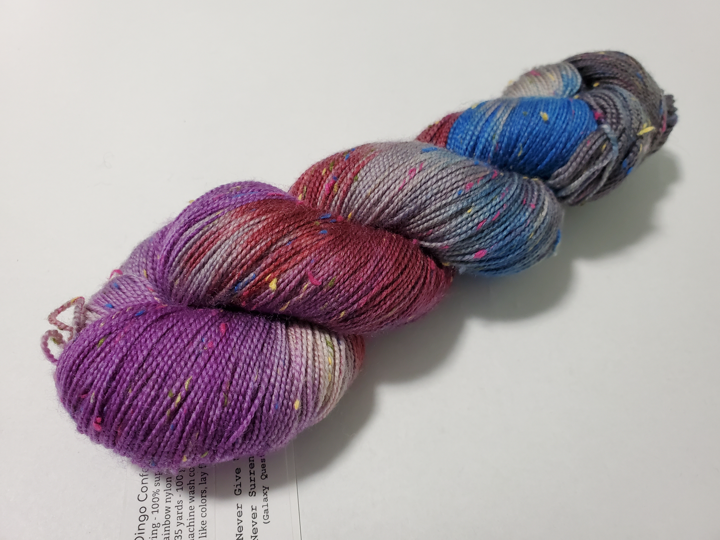 Nerd Girl Yarns Dingo Confetti - Never Give Up, Never Surrender